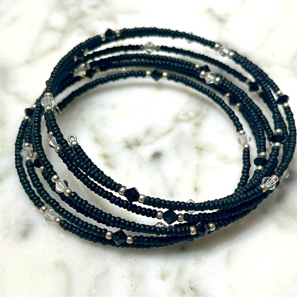 Silpada Jewelry - Silpada SS Black Onyx Beaded Spiral Wrap Bracelet